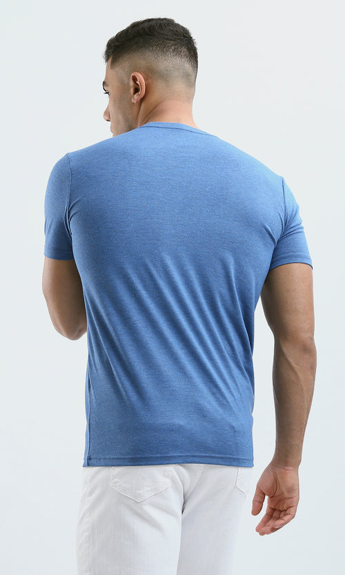 O182406 "By Faith" Printed Cotton Tee - Heather Steel Blue