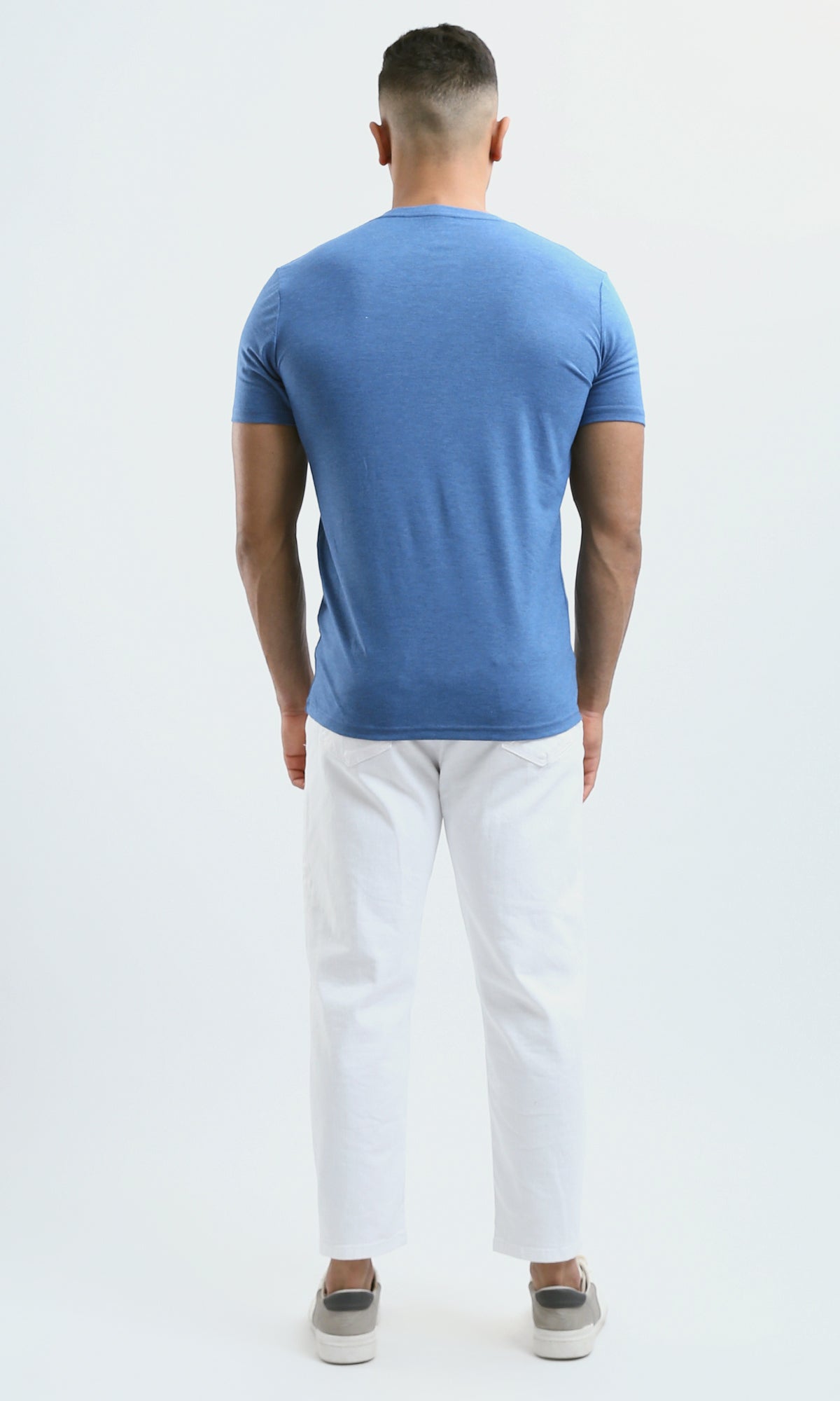 O182406 "By Faith" Printed Cotton Tee - Heather Steel Blue