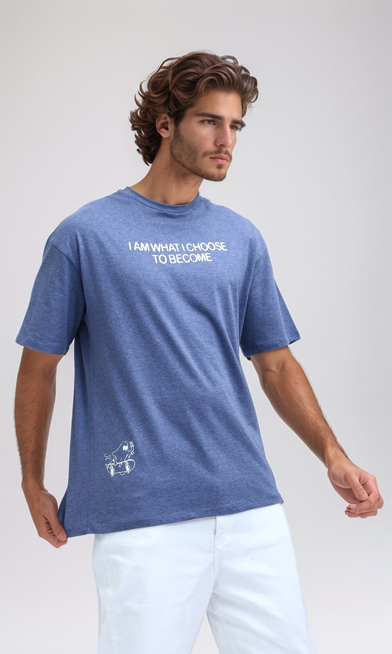 تي شيرت صيفي كحلي بأكمام للكوع