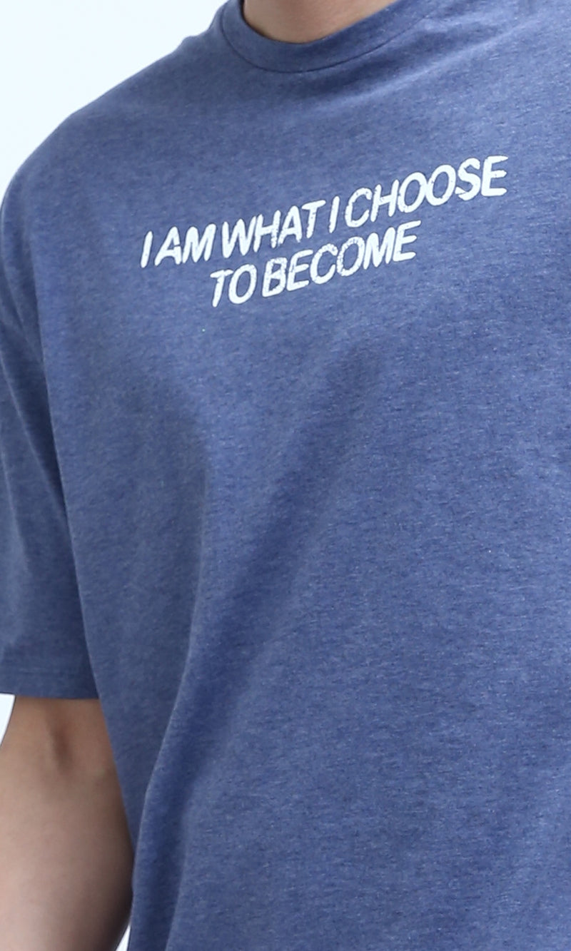 تي شيرت صيفي كحلي بأكمام للكوع