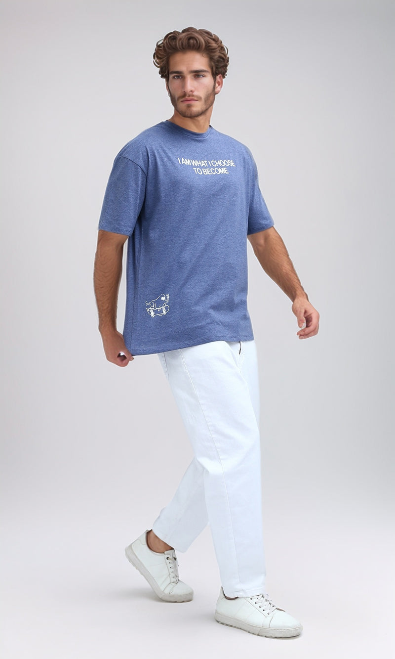 تي شيرت صيفي كحلي بأكمام للكوع