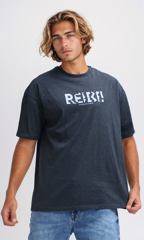 O182410 Slip On Cotton Tee With Elbow Sleeves - Heather Dark Grey