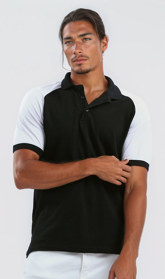 O182415 Regular Fit Black Solid Buttoned Polo Shirt