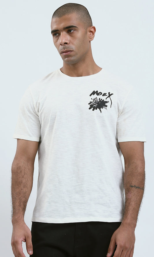 O182419 "Moey" Printed Heather Off-White Relaxed Tee
