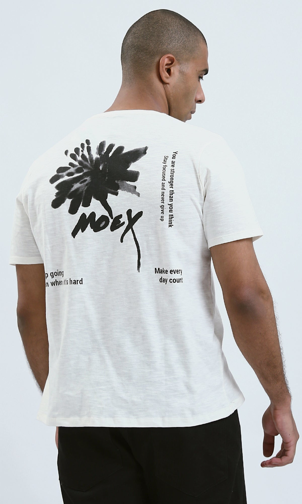 Moey Printed Heather Off-White Regular Fit Graphic Tee - O182419