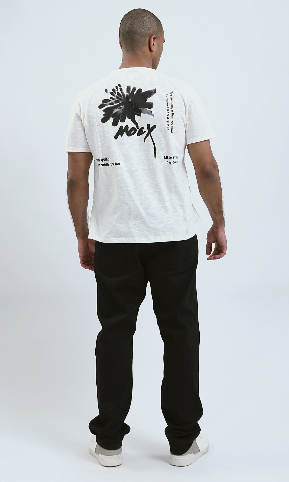 Moey Printed Heather Off-White Regular Fit Graphic Tee - O182419