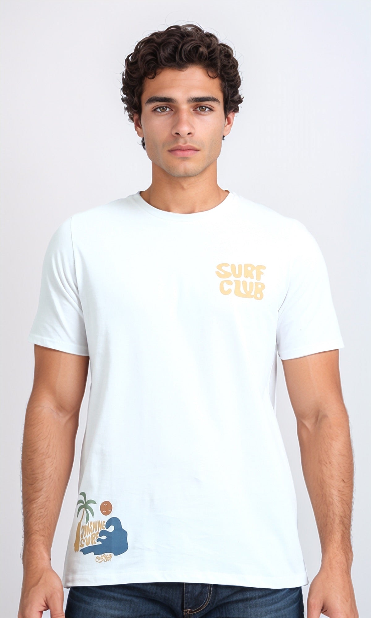 O182422 - Front & Back Printed Short Sleeves Tee - White