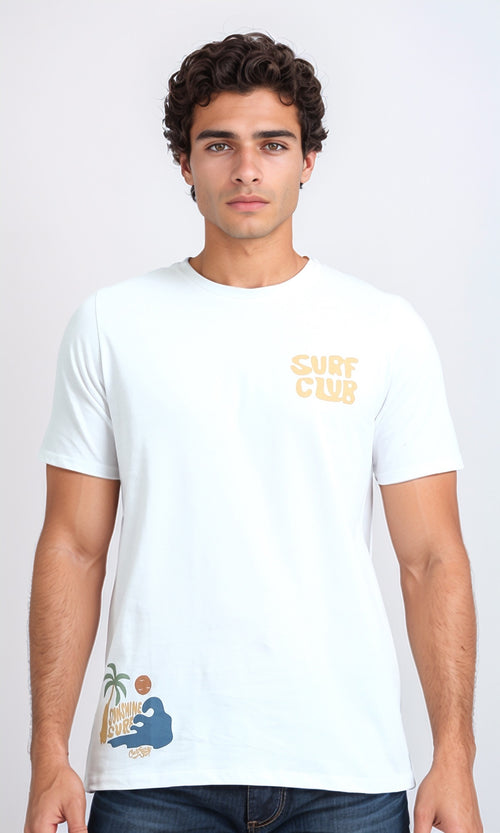 O182422 - Front & Back Printed Short Sleeves Tee - White