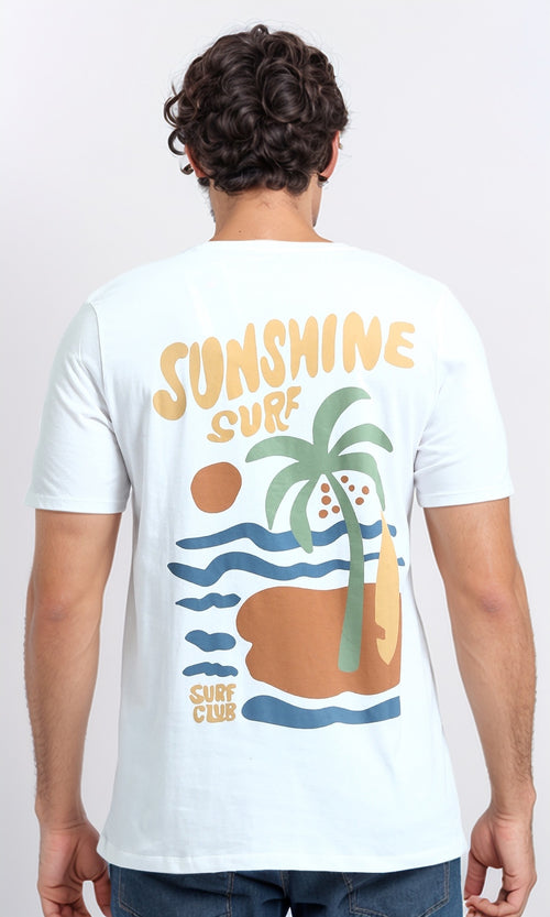 O182422 - Front & Back Printed Short Sleeves Tee - White