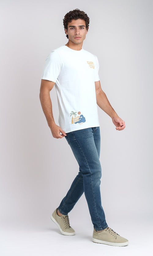 O182422 - Front & Back Printed Short Sleeves Tee - White