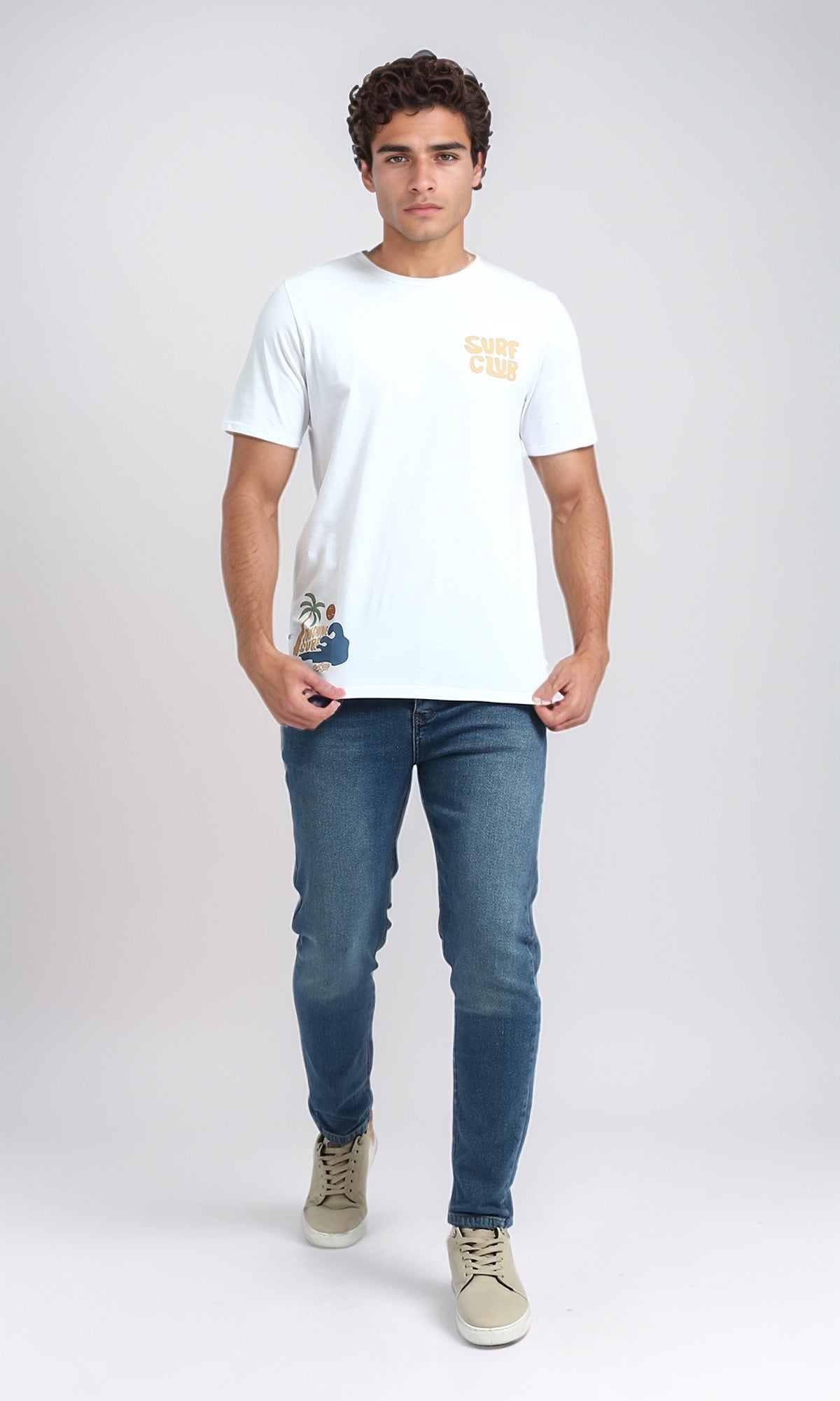O182422 - Front & Back Printed Short Sleeves Tee - White