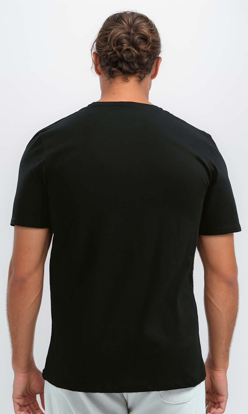 تي شيرت مريح بقصة عادية أسود سهل الارتداء