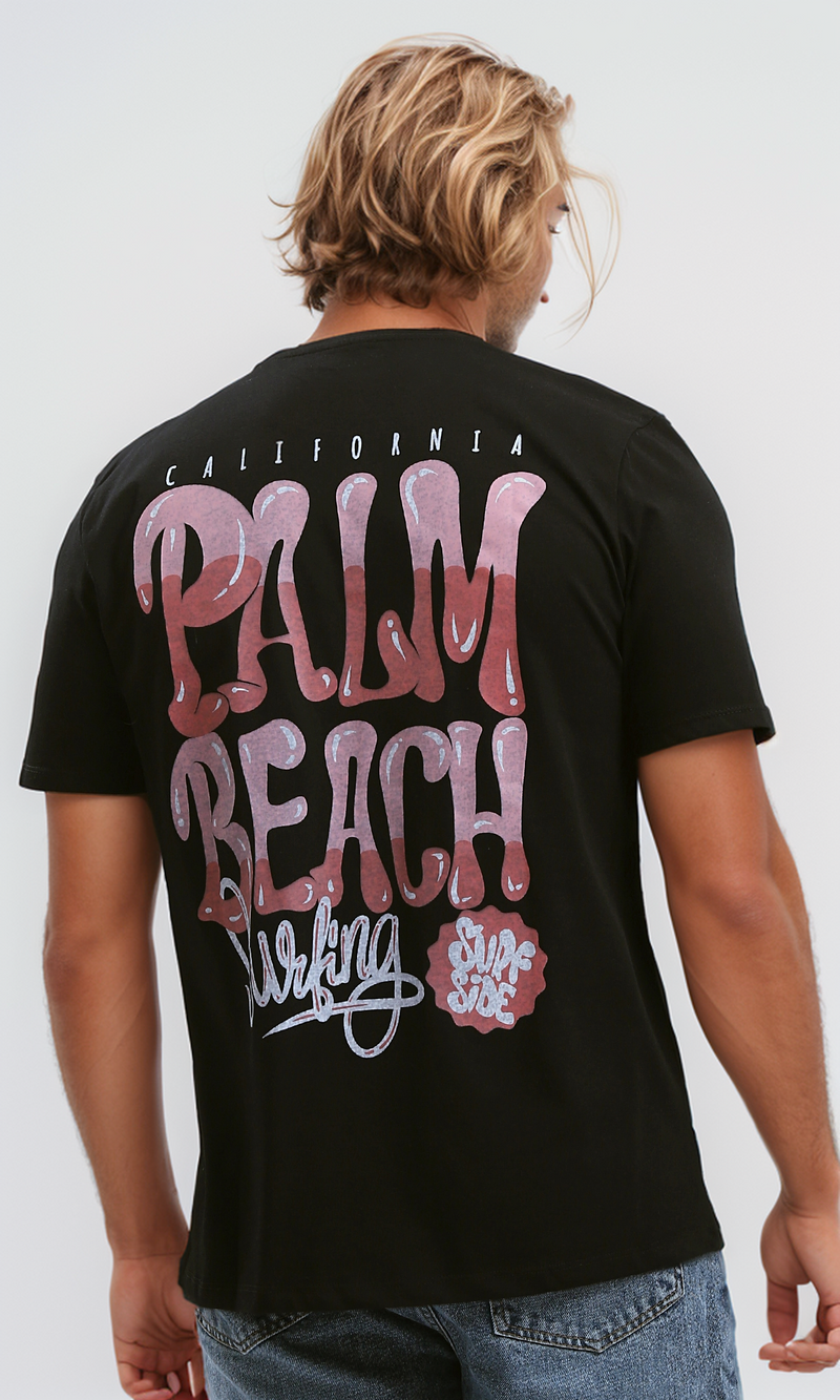 O182439 Slip On Short Sleeves Black Cotton Tee