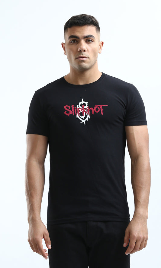 O182443 "Slipknot" Print Black Short Sleeves Tee