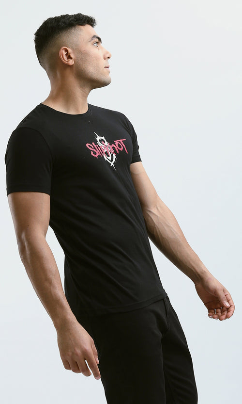 O182443 "Slipknot" Print Black Short Sleeves Tee