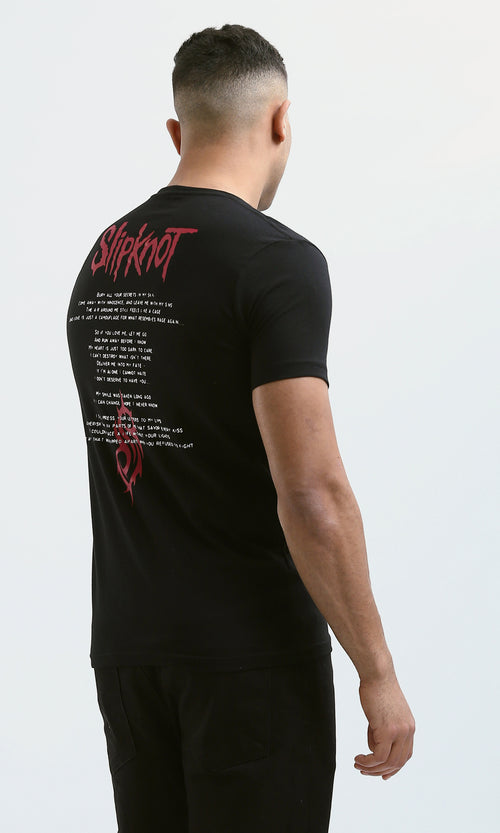 O182443 "Slipknot" Print Black Short Sleeves Tee