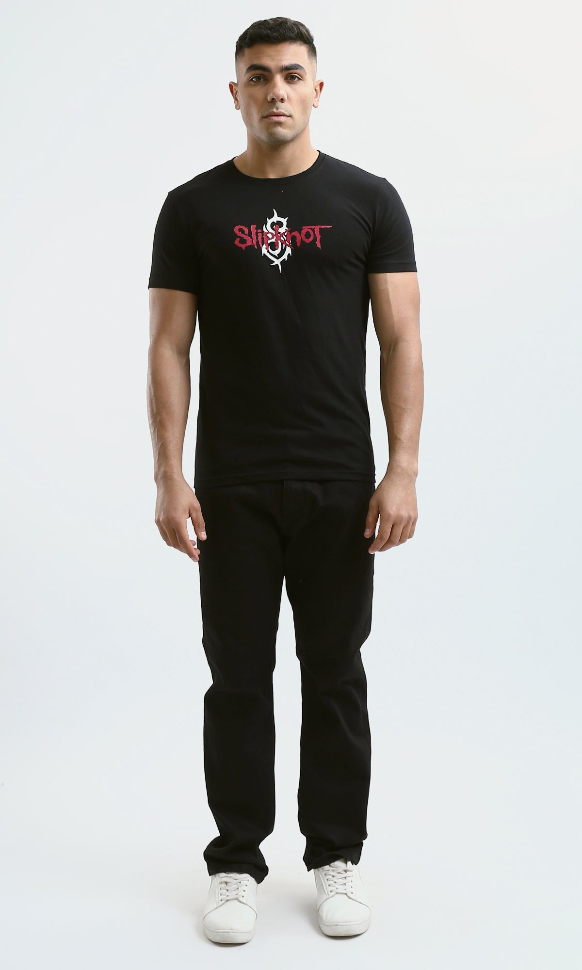 O182443 "Slipknot" Print Black Short Sleeves Tee