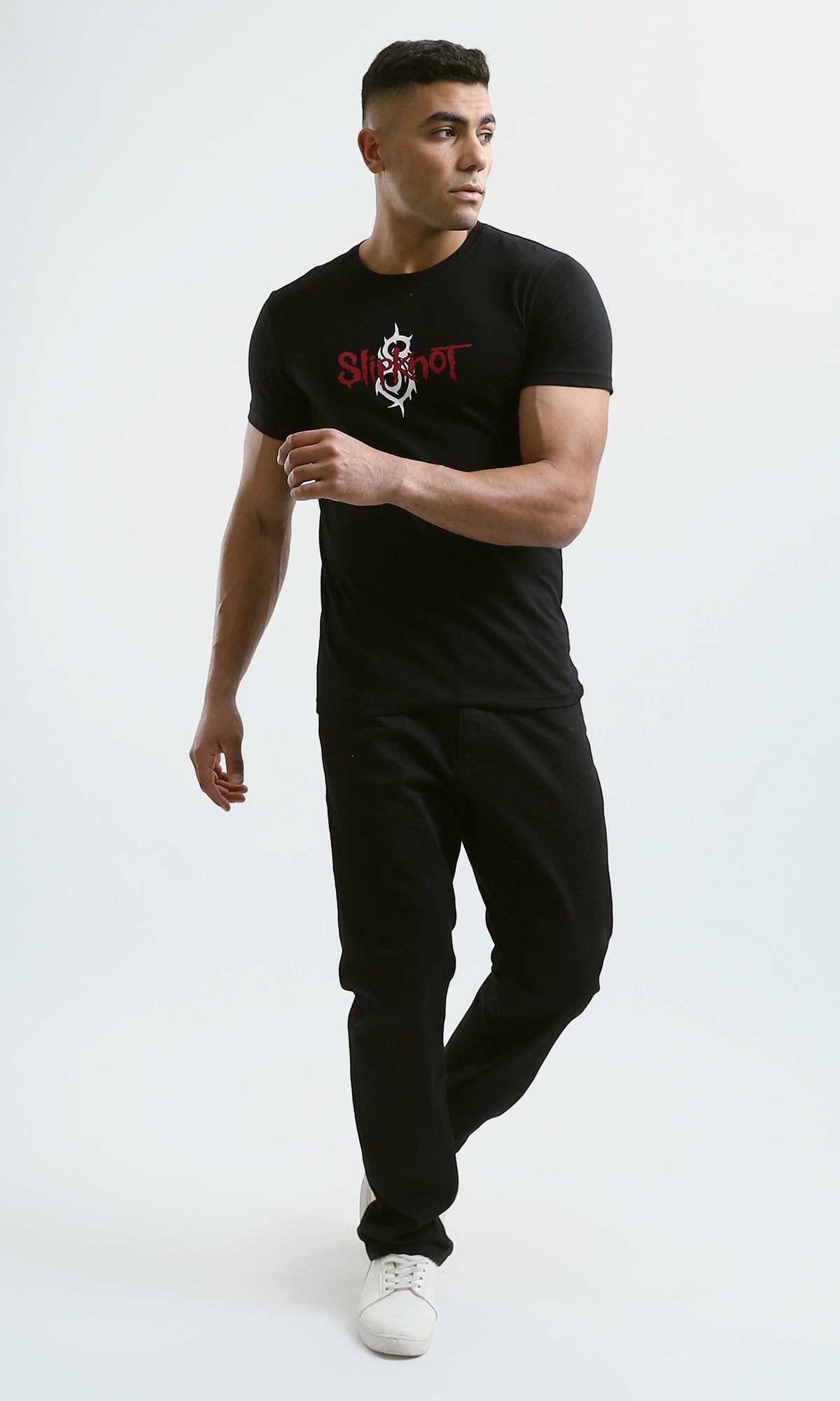 O182443 "Slipknot" Print Black Short Sleeves Tee