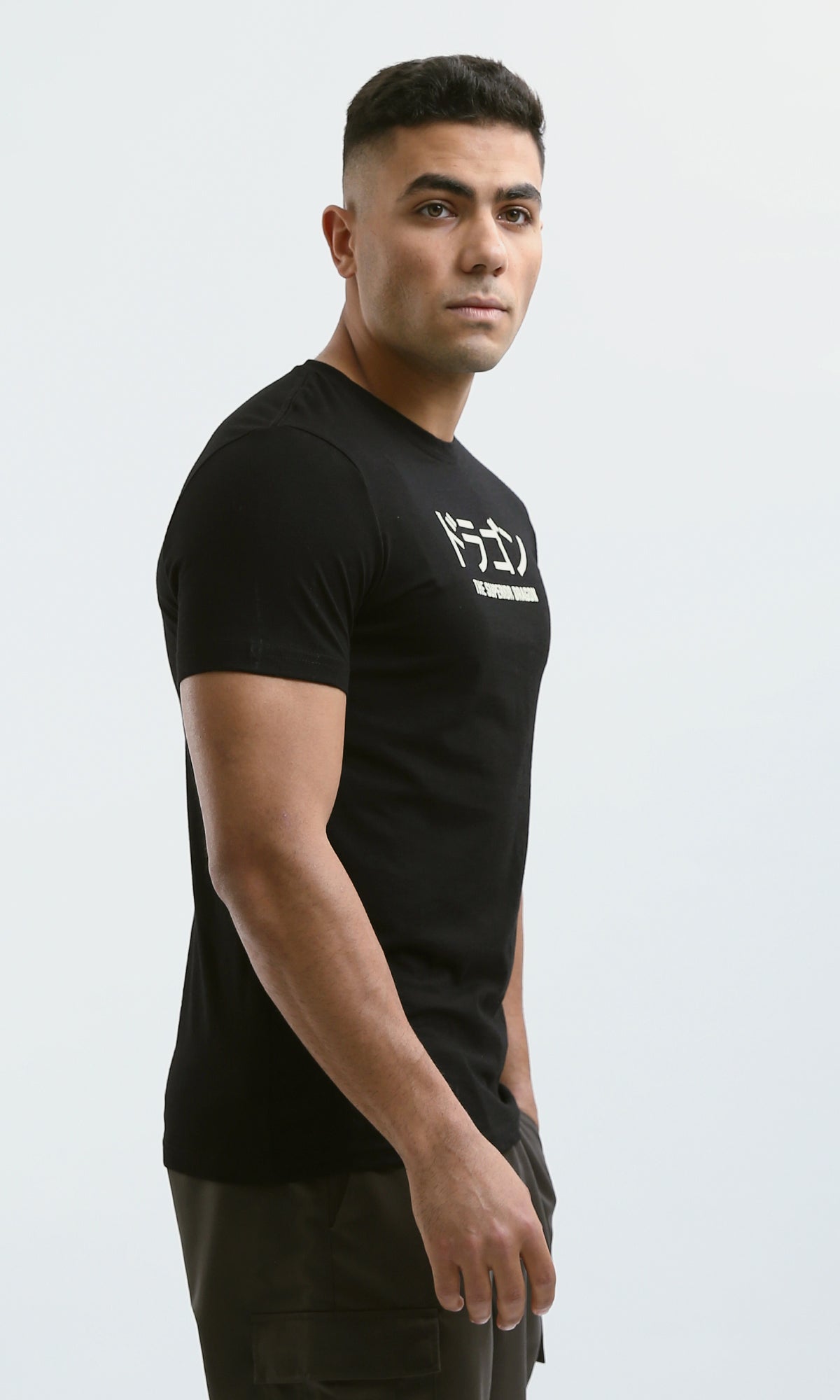 Black Superior Dragon Graphic Print T-Shirt - 0182445