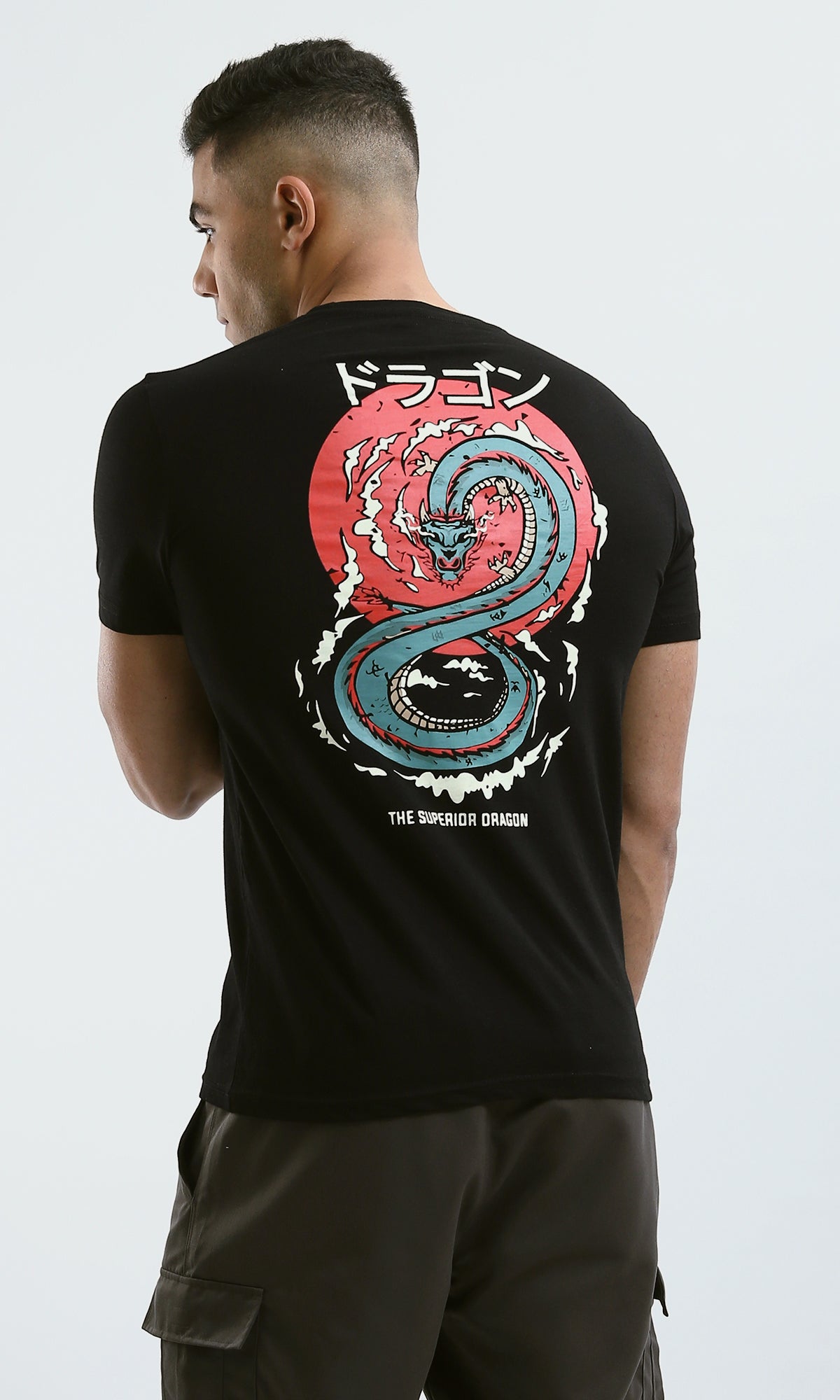 Black Superior Dragon Graphic Print T-Shirt - 0182445