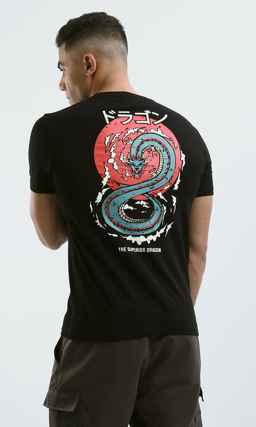Black Superior Dragon Graphic Print T-Shirt - 0182445