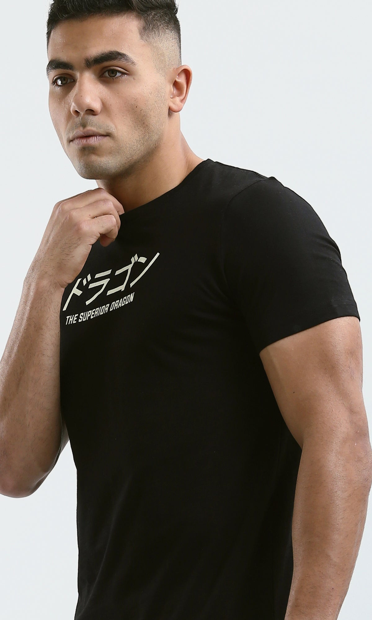 Black Superior Dragon Graphic Print T-Shirt - 0182445