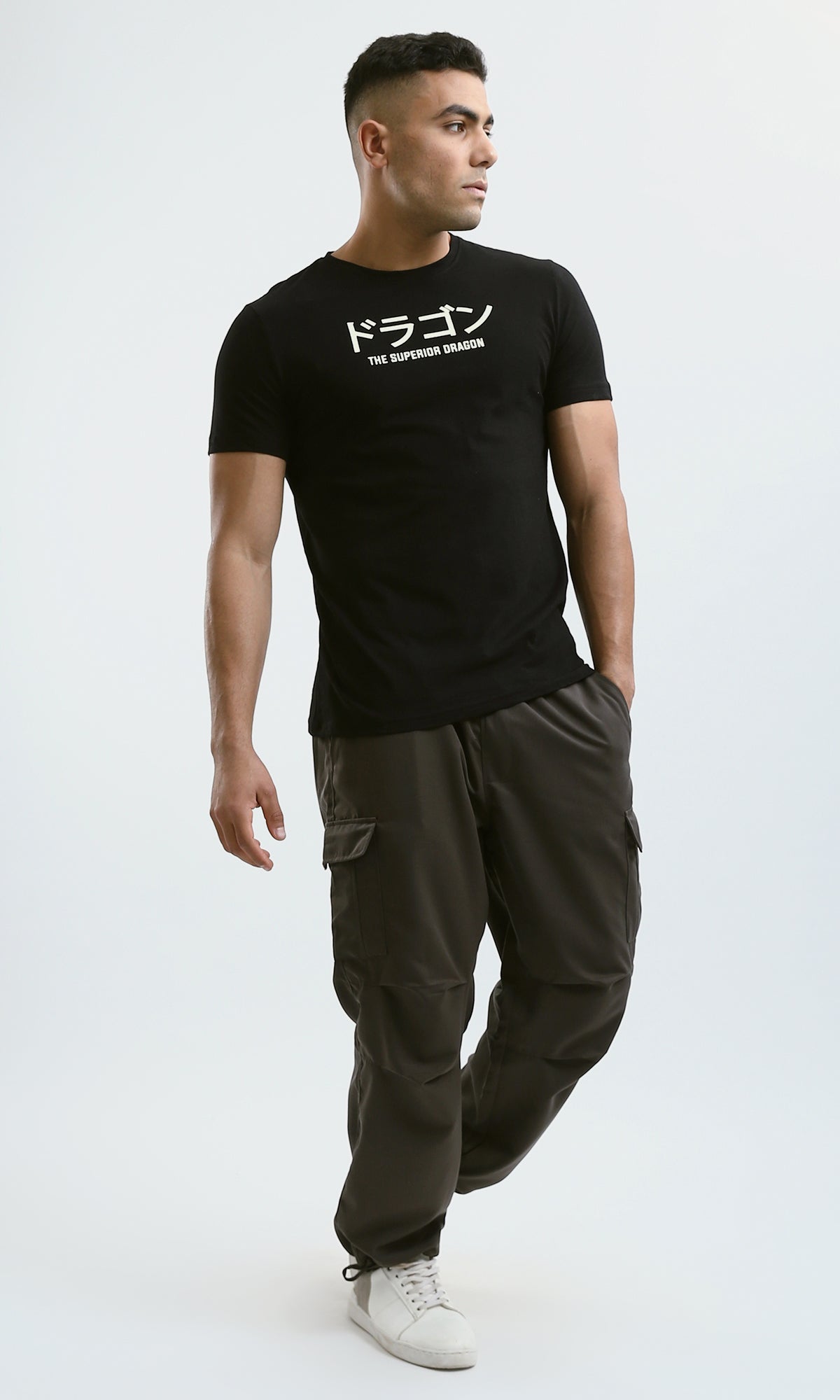 Black Superior Dragon Graphic Print T-Shirt - 0182445