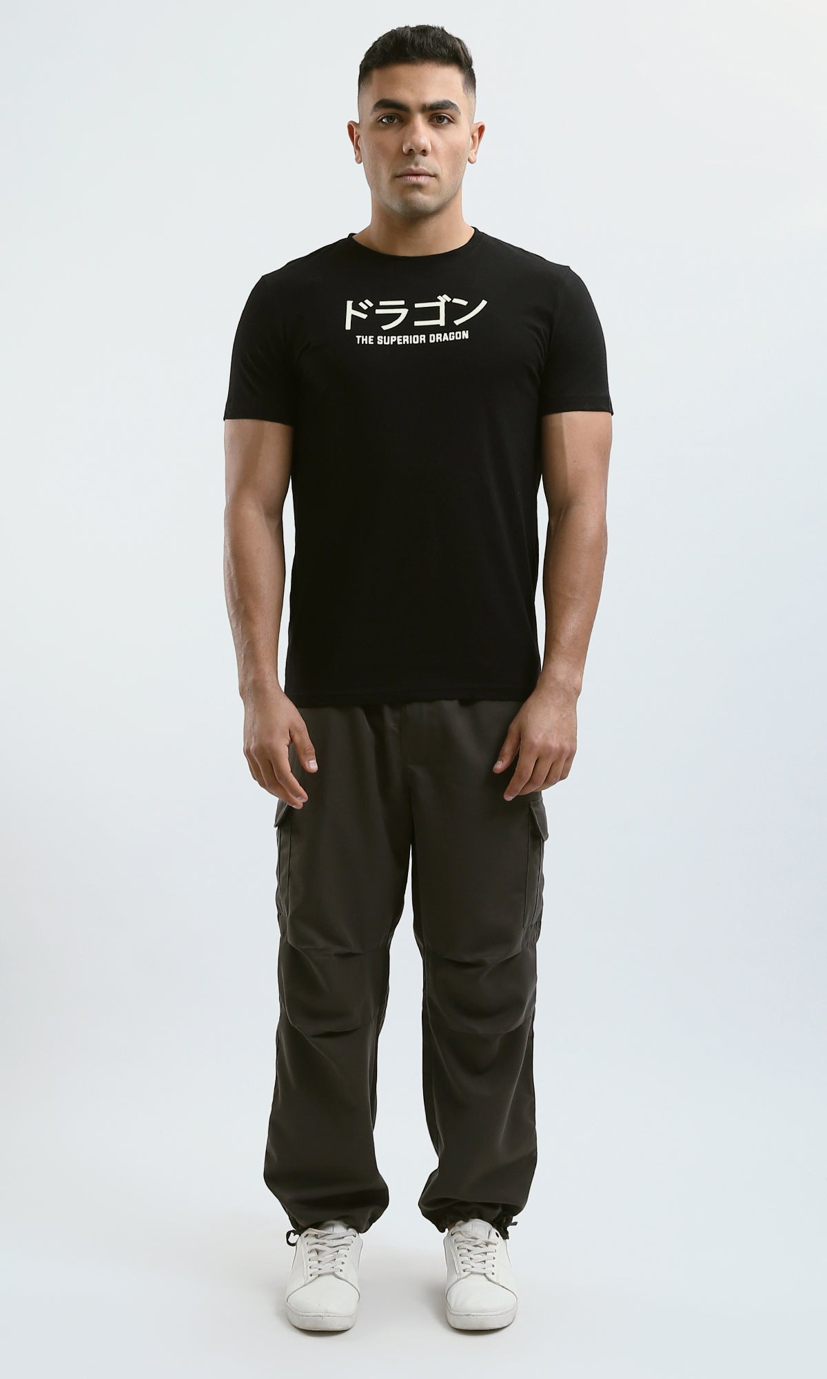 Black Superior Dragon Graphic Print T-Shirt - 0182445