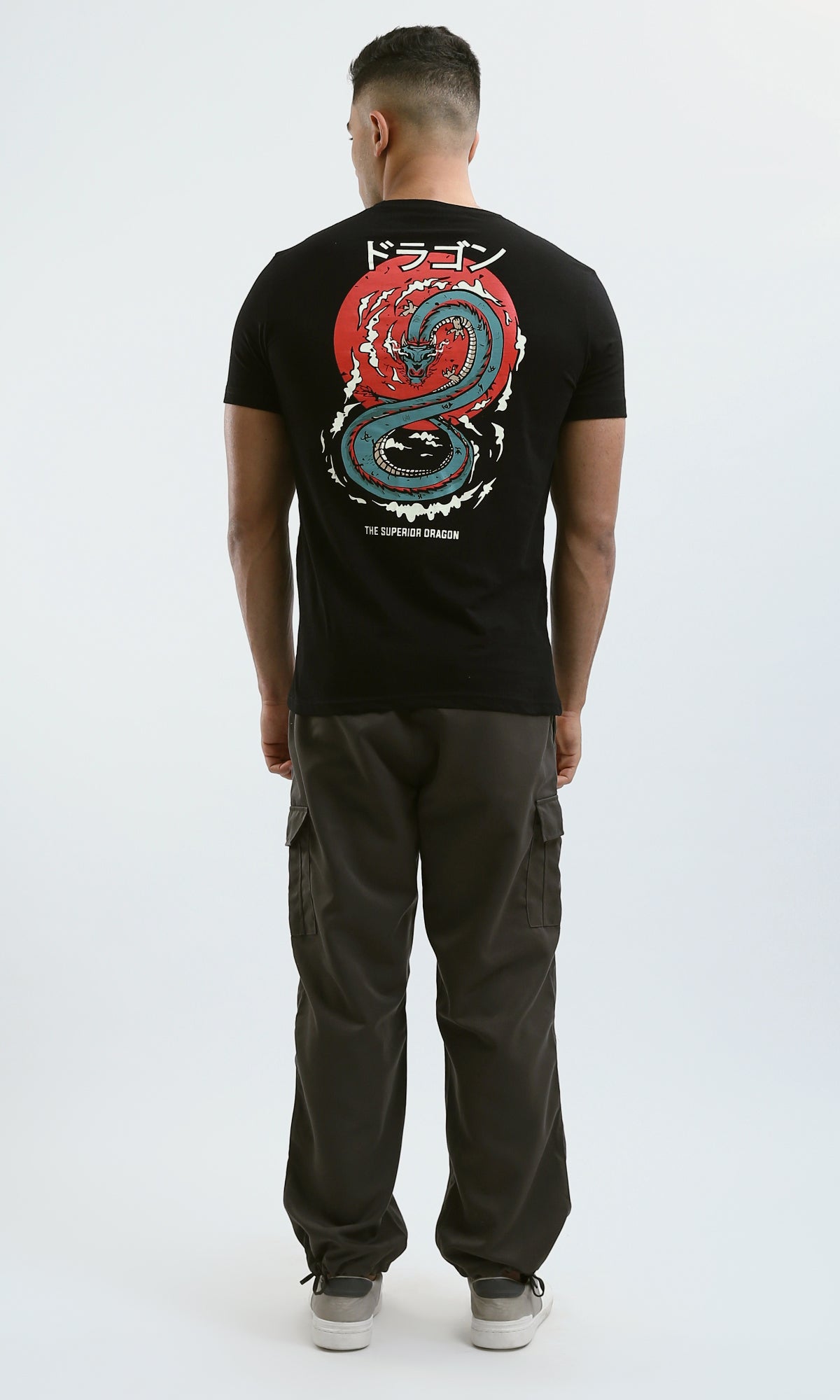 Black Superior Dragon Graphic Print T-Shirt - 0182445