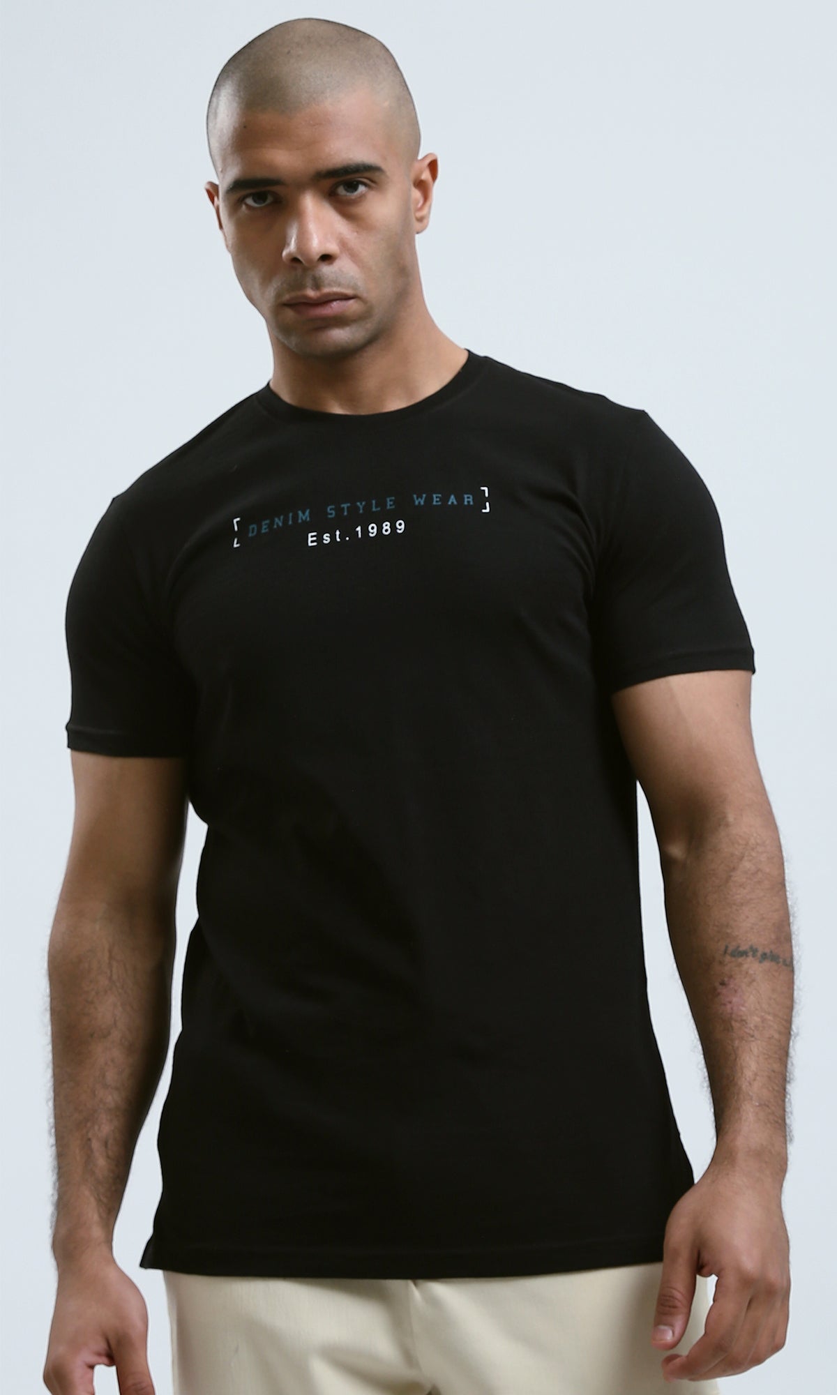 o182447 - Front & Back Print "Be Brave" Black Cotton Tee