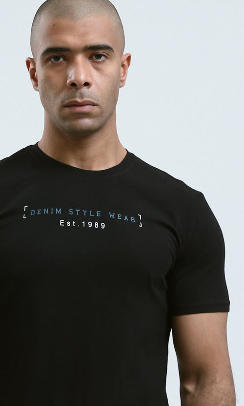 o182447 - Front & Back Print "Be Brave" Black Cotton Tee
