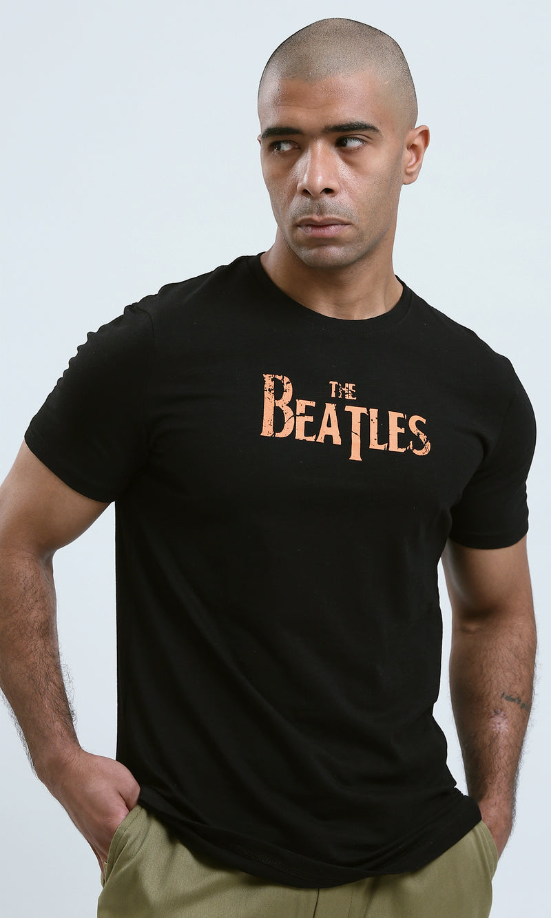 O182448 - Black Tee with Front & Back Print "The Beatles"