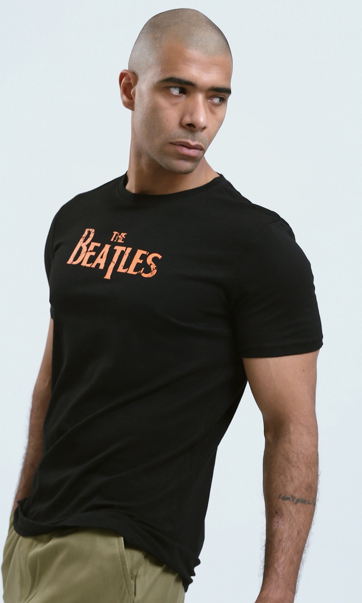 O182448 Black Tee With Front & Back Print "The Beatles"