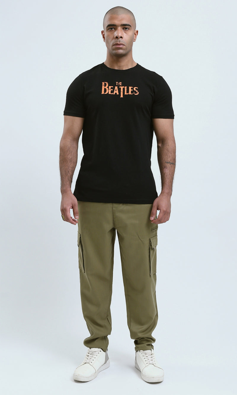 O182448 - Black Tee with Front & Back Print "The Beatles"