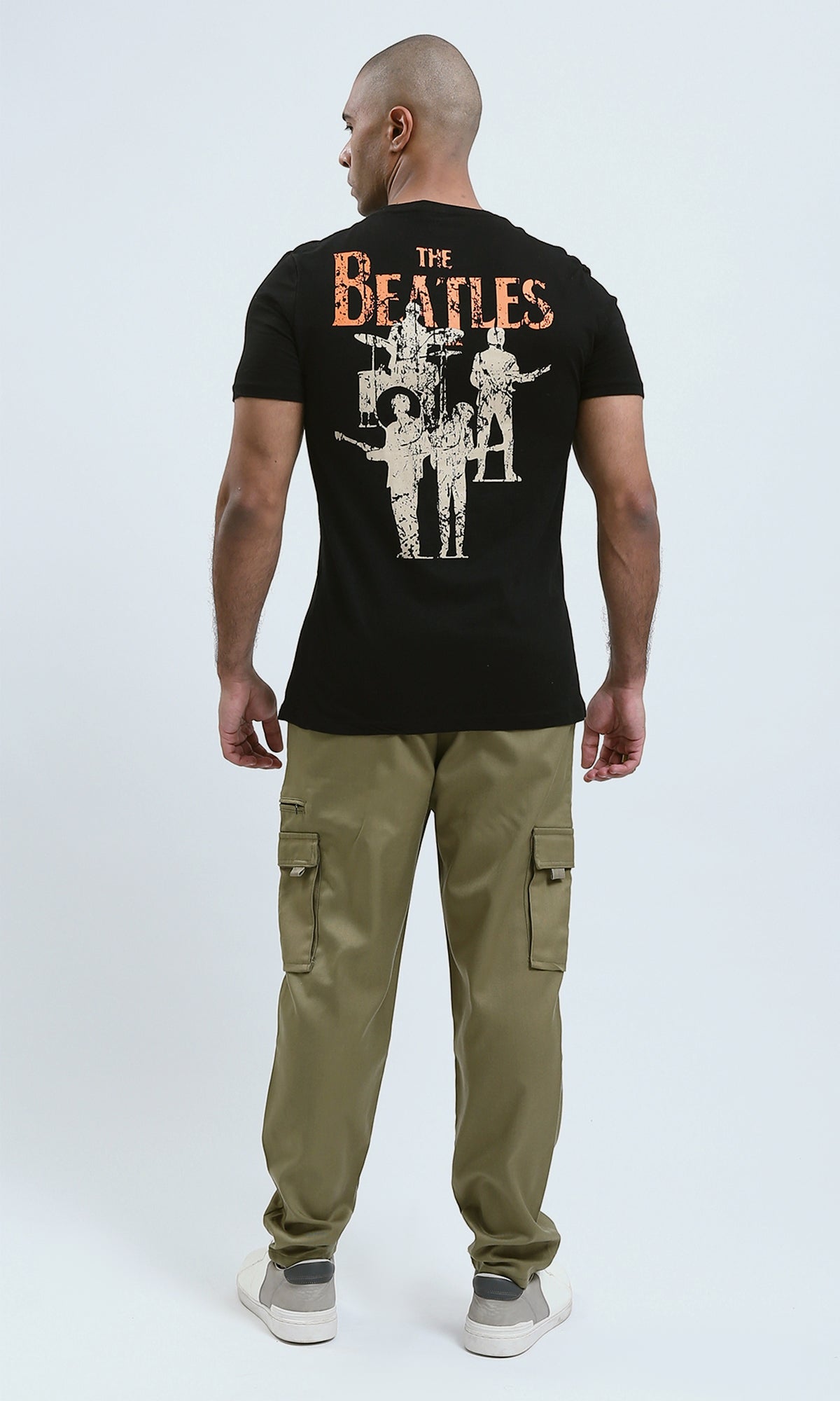 O182448 - Black Tee with Front & Back Print "The Beatles"