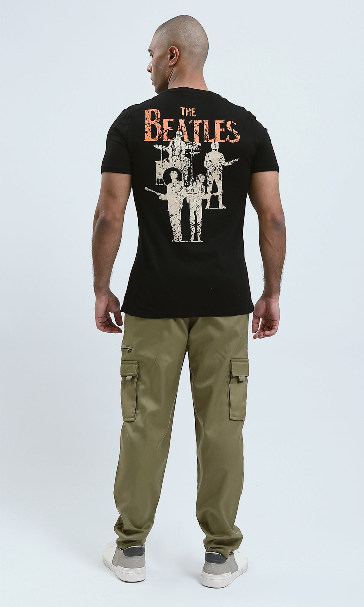 O182448 Black Tee With Front & Back Print "The Beatles"