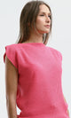 O182702 Neon Pink Short Sleeves Tee With Boat Neck
