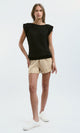 O182703 Slip On Short Sleeves Black Basic Tee