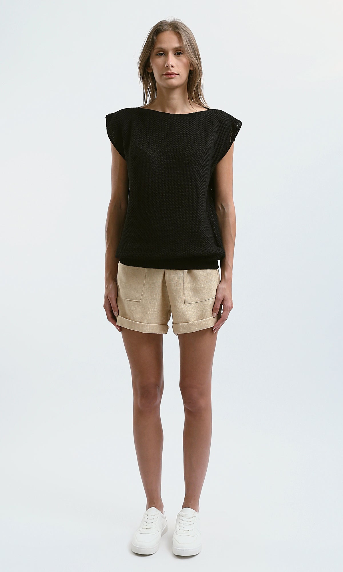 O182703 Slip On Short Sleeves Black Basic Tee