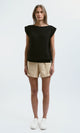 O182703 Slip On Short Sleeves Black Basic Tee