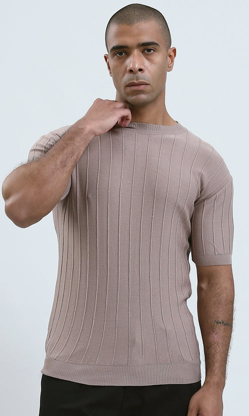 O182713 - Relaxed Fit Elbow Sleeves CoffeeCasual Tee