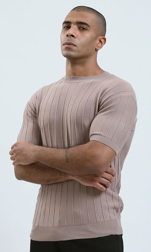 O182713 - Relaxed Fit Elbow Sleeves CoffeeCasual Tee