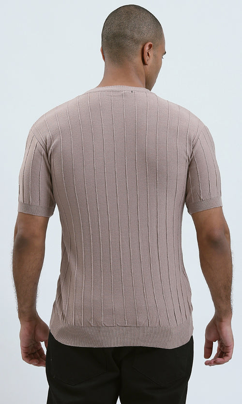 O182713 - Relaxed Fit Elbow Sleeves CoffeeCasual Tee