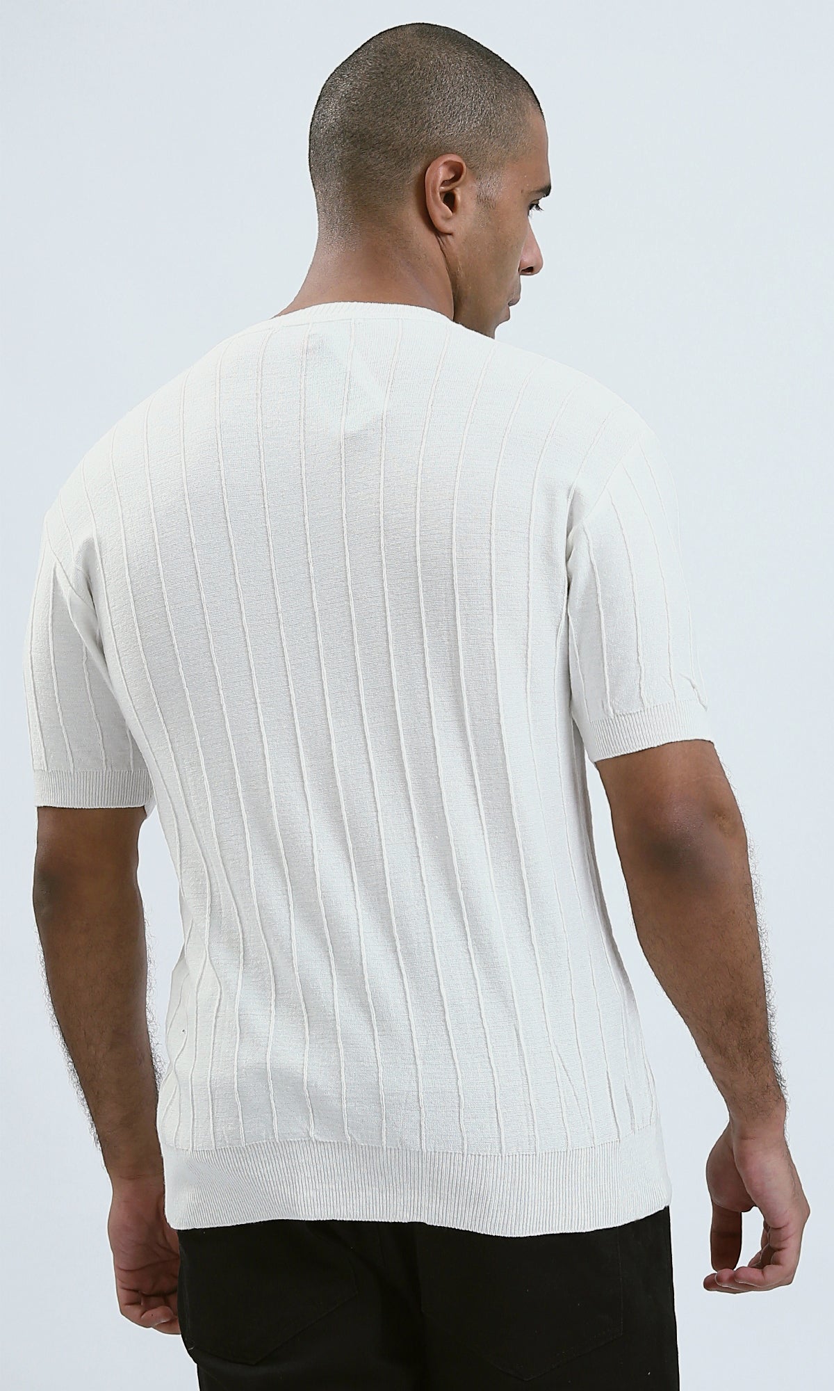 O182715 - Elbow Sleeves Round Neck White Comfort Tee
