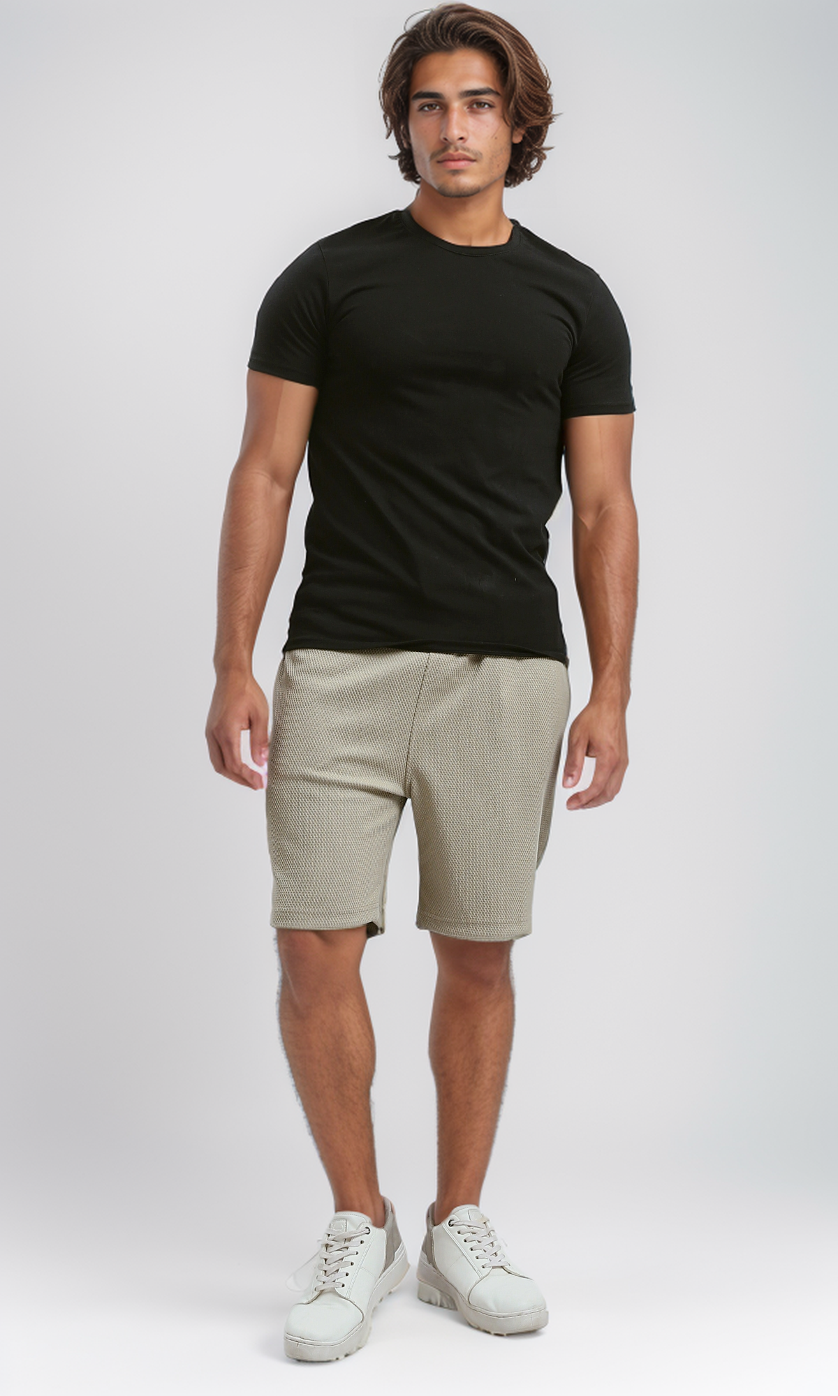 O182741 Slip On White Summer Shorts With Pockets