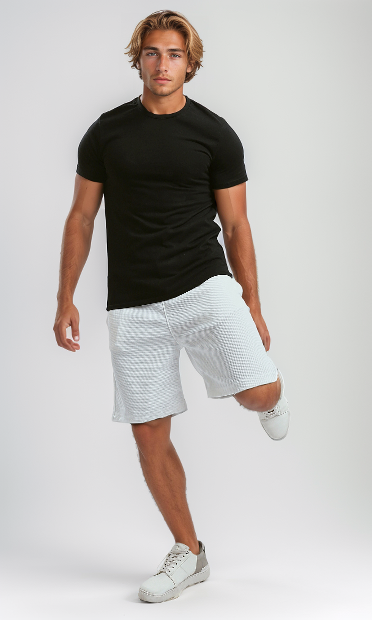 O182741 Slip On White Summer Shorts With Pockets