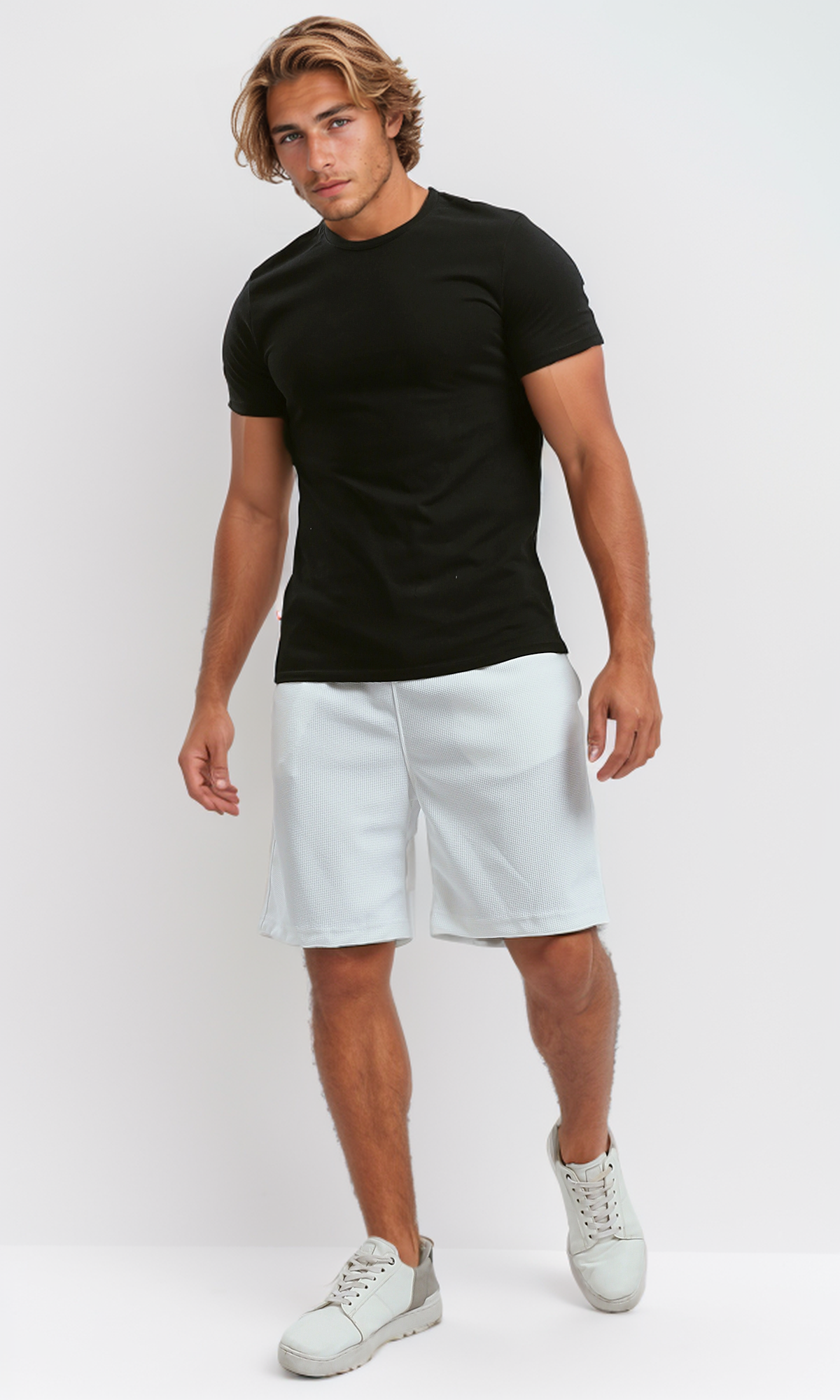 O182741 Slip On White Summer Shorts With Pockets