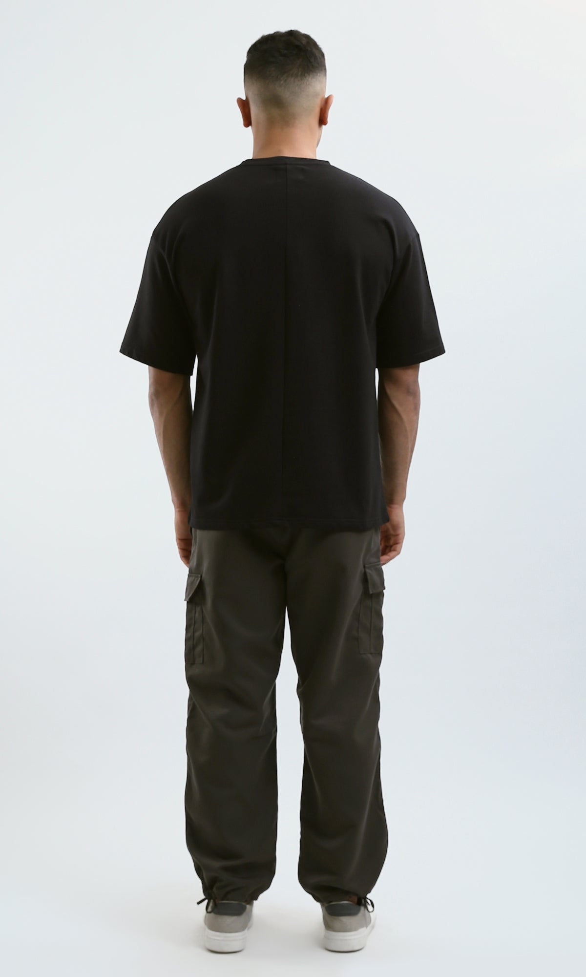 O182745 Black Relaxed Fit Black Tee With Patterned Pocket