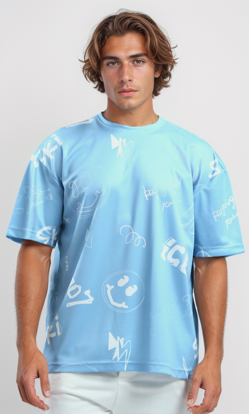 O182817 Summer Patterned Tee Elbow-Sleeves