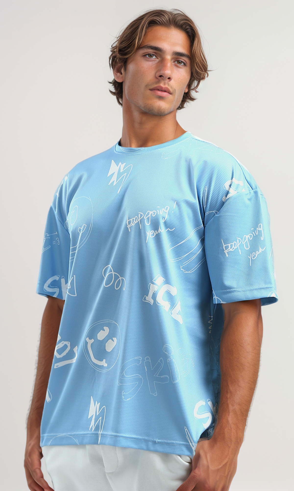 O182817 Summer Patterned Tee Elbow-Sleeves